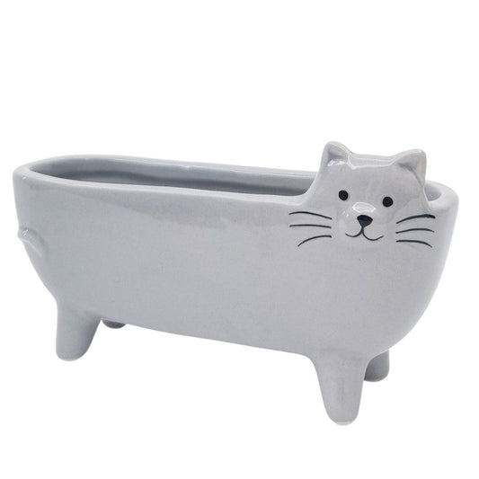 Grey long cat planter